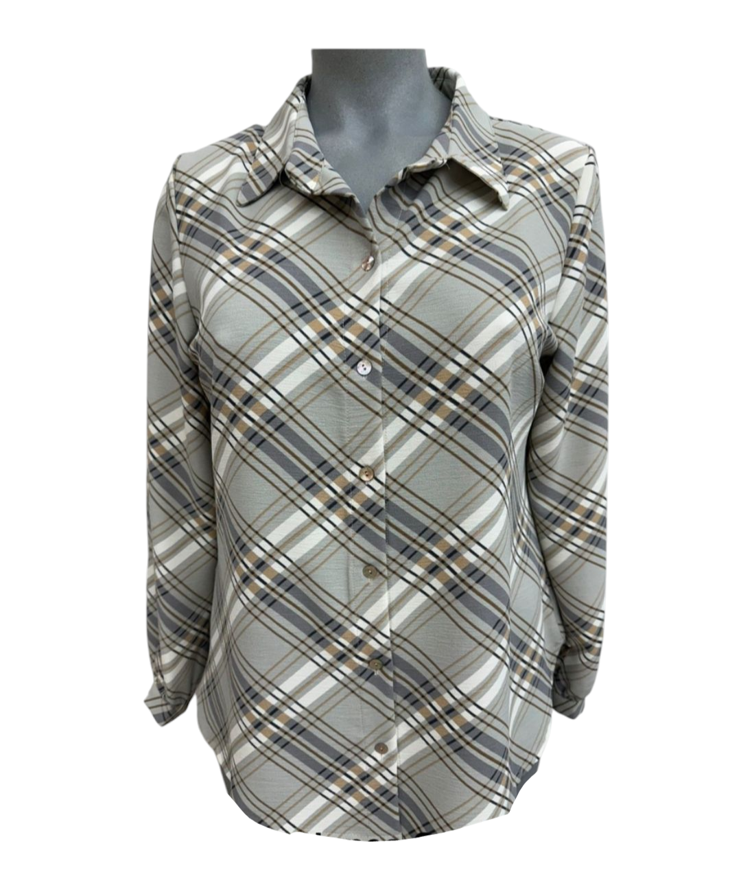 Blusa camiseta cuadros gris