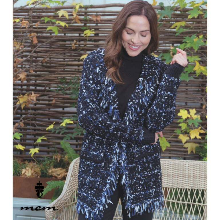 Chaqueta jaspeada flecos