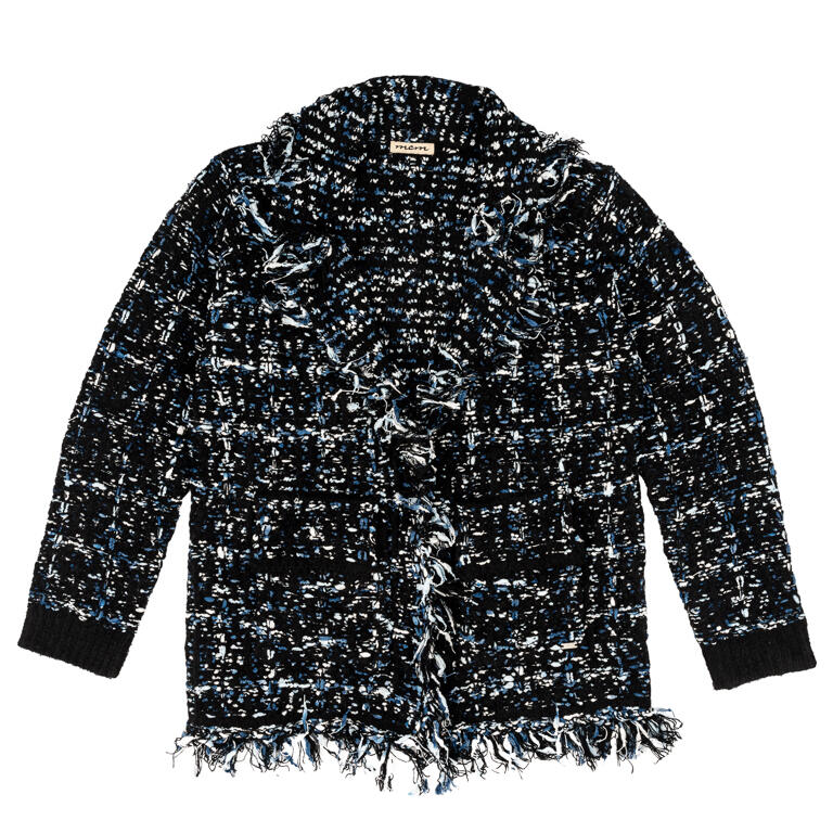 Chaqueta jaspeada flecos