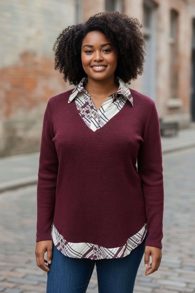 Camiseta cuello camisero granate