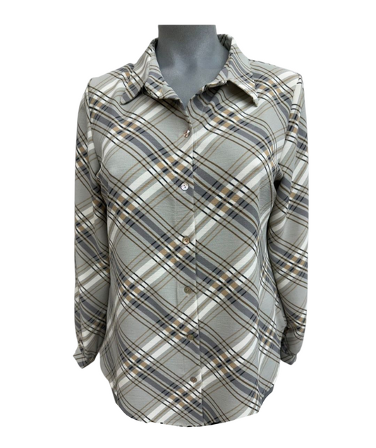 Blusa camiseta cuadros gris