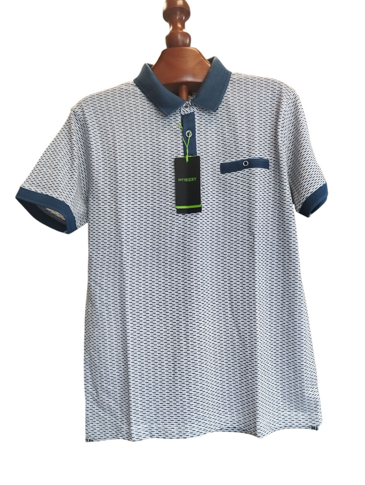 Polo m/c hombre estampado azul