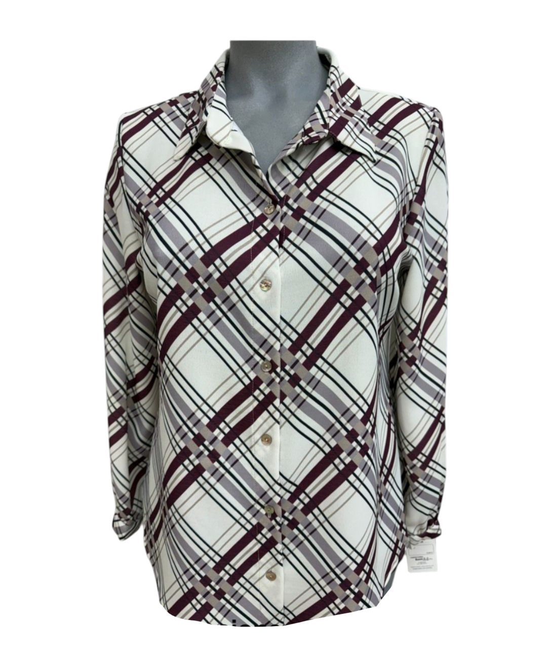 Blusa camiseta cuadros burdeos