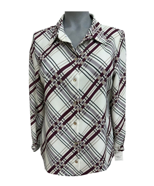 Blusa camiseta cuadros burdeos