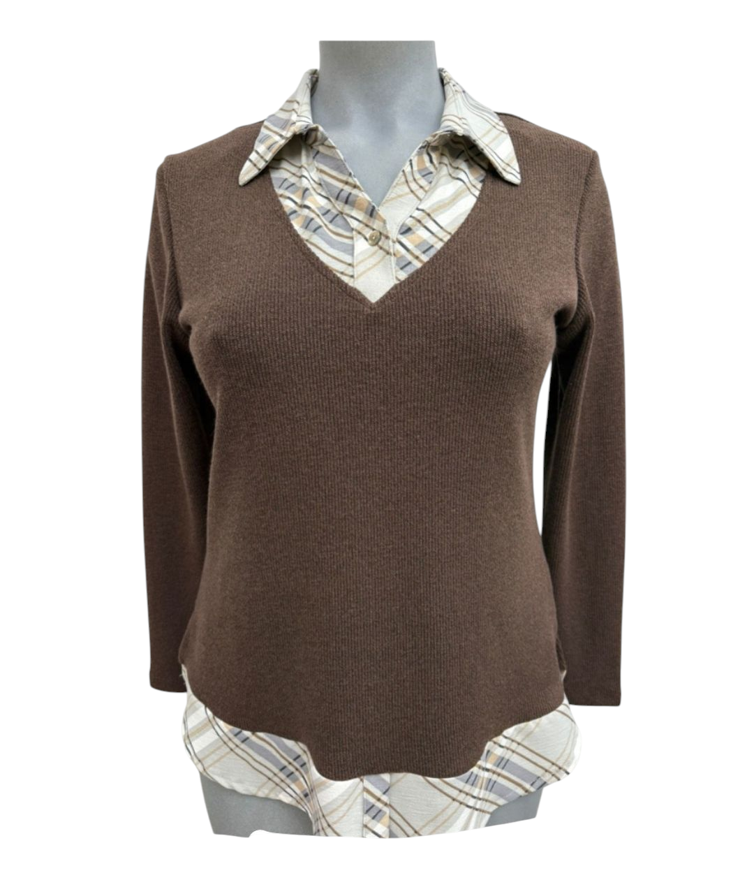 Camiseta cuello camisero marrón