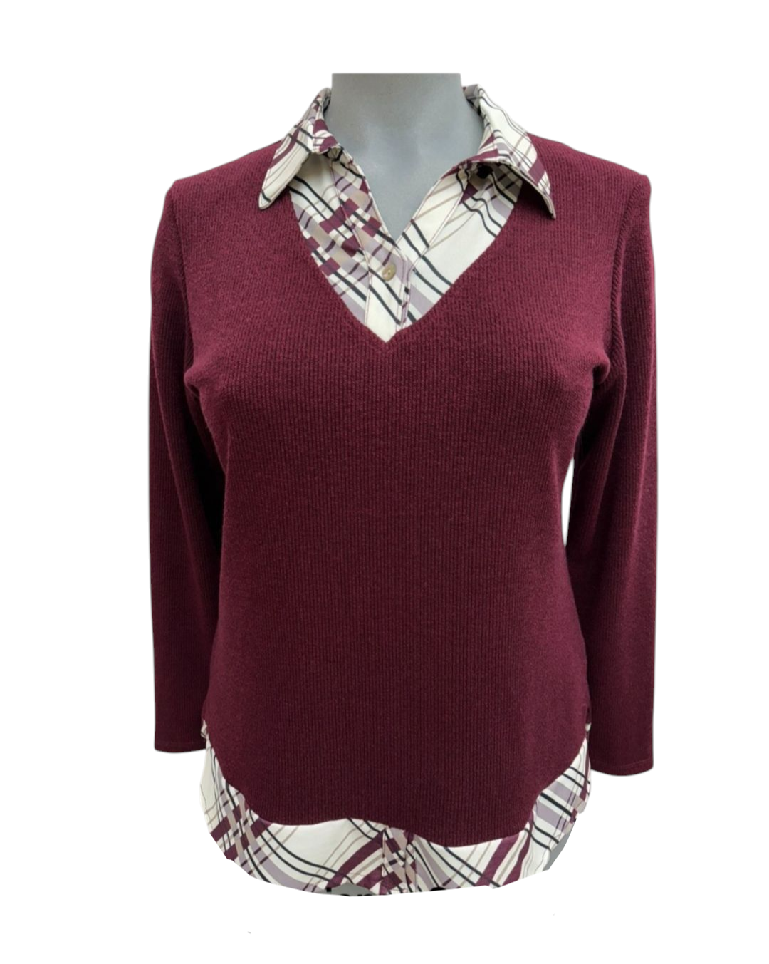 Camiseta cuello camisero granate